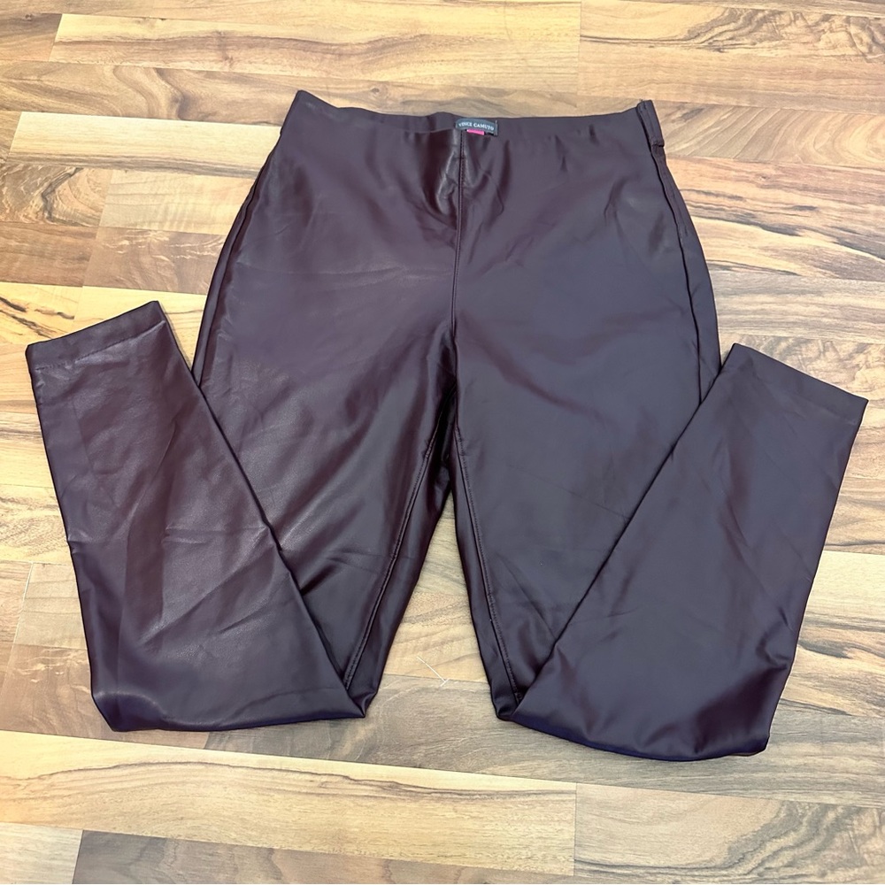 Vince Camuto Faux Leather Leggings Burgundy Wine Size S Pull-On